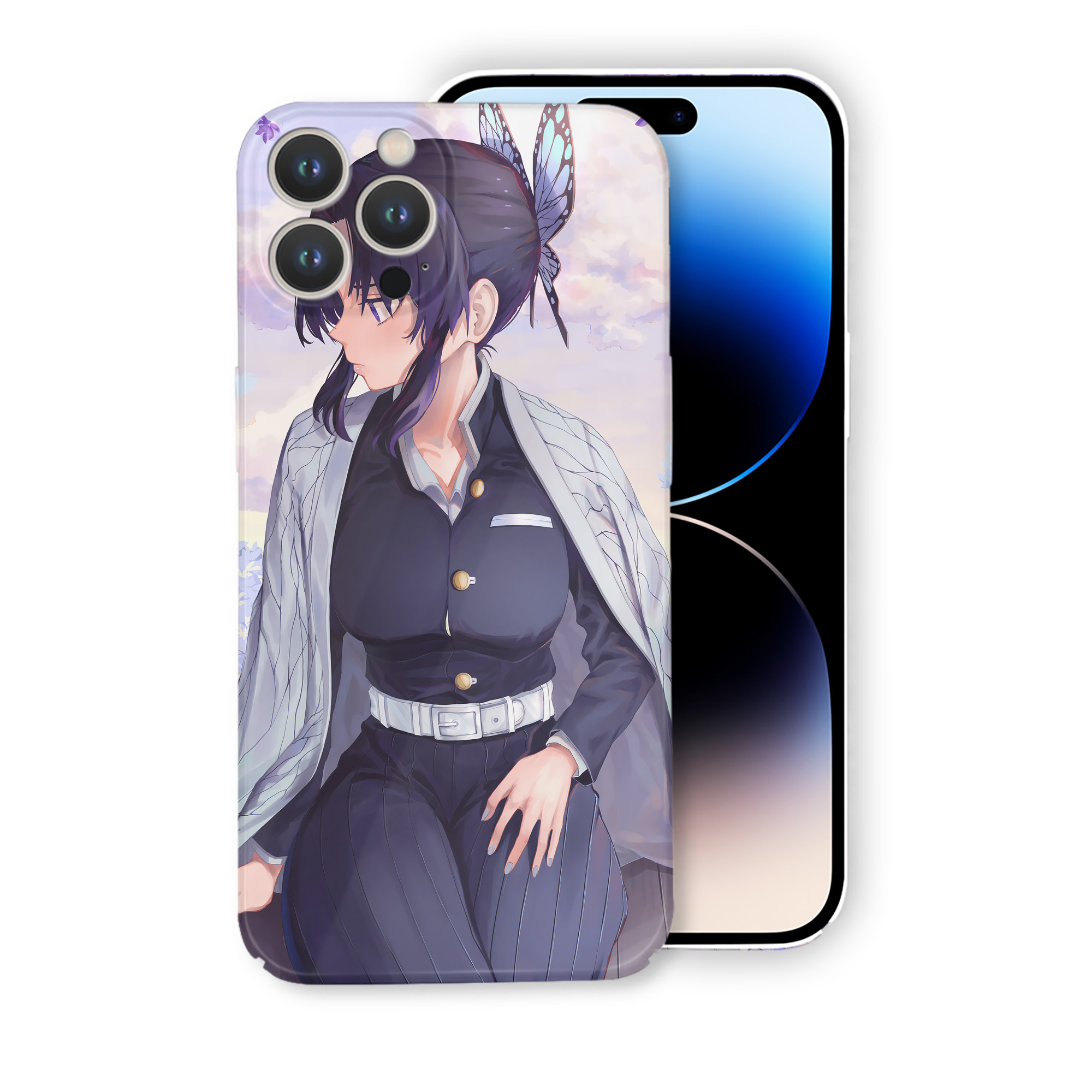 （画像用） 鬼滅の刃（きめつのやいば）蟲柱-胡蝶 しのぶ／こちょう しのぶ Kochou Shinobu 【iPhone 14シリーズ対応】ハードケース